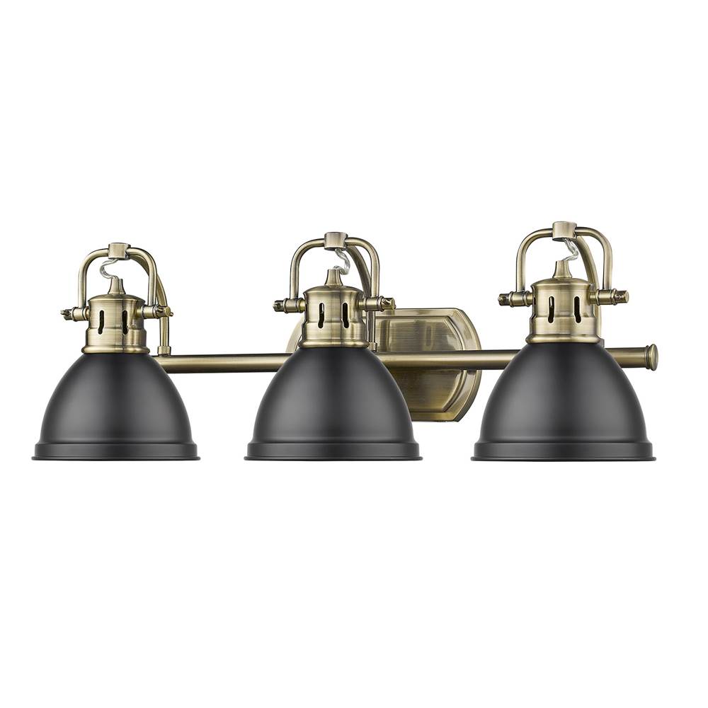Golden Lighting 3602-BA3 AB-BLK Aged Brass Yep By Golden Lighting Duncan 3-light Vanity In Aged Brass And Matte Black Shade Image 2