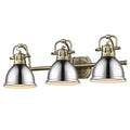 Golden Lighting 3602-BA3 AB-CH Aged Brass Yep By Golden Lighting Duncan 3-light Vanity In Aged Brass And Chrome Shade Image 1