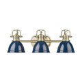 Golden Lighting 3602-BA3 AB-NVY Aged Brass Yep By Golden Lighting Duncan 3-light Vanity In Aged Brass And Navy Blue Shade Image 1