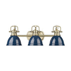Golden Lighting 3602-BA3 AB-NVY Aged Brass Yep By Golden Lighting Duncan 3-light Vanity In Aged Brass And Navy Blue Shade Image 1