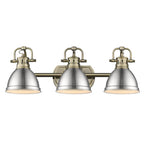 Golden Lighting Duncan Bcb Yep By Golden Lighting Duncan 3-light Vanity In Aged Brass And Pewter Shade