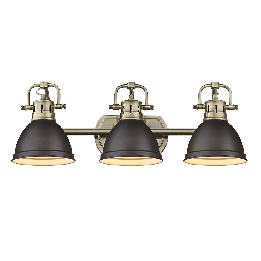 Golden Lighting 3602-BA3 AB-RBZ Aged Brass Yep By Golden Lighting Duncan 3-light Vanity In Aged Brass And Rubbed Bronze Shade Image 1