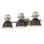 Golden Lighting Duncan Bcb Yep By Golden Lighting Duncan 3-light Vanity In Aged Brass And Rubbed Bronze Shade