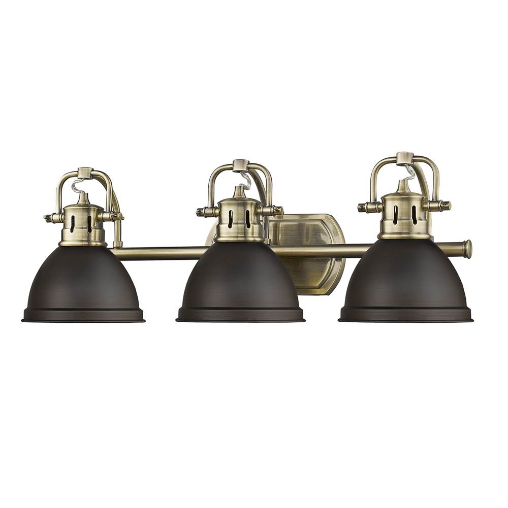 Golden Lighting 3602-BA3 AB-RBZ Aged Brass Yep By Golden Lighting Duncan 3-light Vanity In Aged Brass And Rubbed Bronze Shade Image 2
