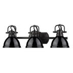 Golden Lighting Duncan Bcb Yep By Golden Lighting Duncan 3-light Vanity In Aged Brass And Black Shade
