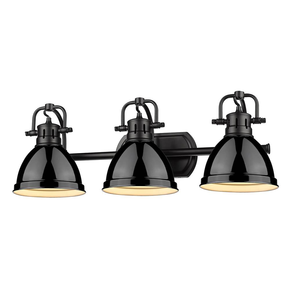Golden Lighting 3602-BA3 BLK-BK Matte Black Yep By Golden Lighting Duncan 3-light Vanity In Matte Black And Black Shade Image 2