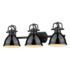 Golden Lighting 3602-BA3 BLK-BK Matte Black Yep By Golden Lighting Duncan 3-light Vanity In Matte Black And Black Shade Image 2