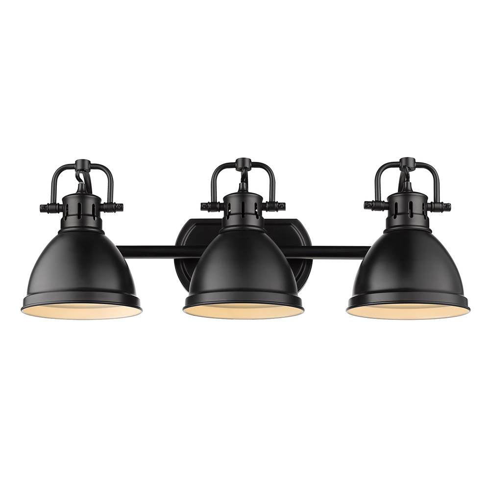 Golden Lighting Duncan Bcb Yep By Golden Lighting Duncan 3-light Vanity In Aged Brass And Matte Black Shade