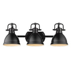 Golden Lighting Duncan Bcb Yep By Golden Lighting Duncan 3-light Vanity In Aged Brass And Matte Black Shade