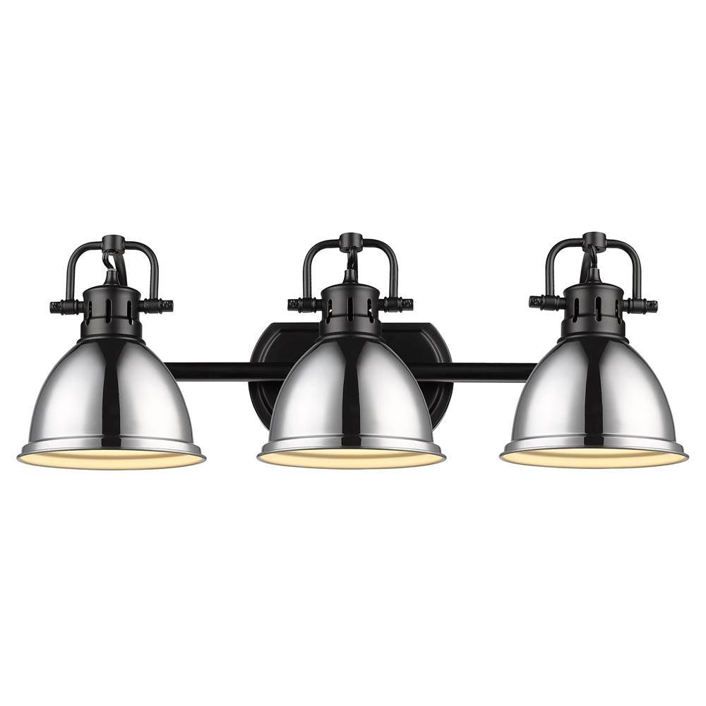 Golden Lighting Duncan Bcb Yep By Golden Lighting Duncan 3-light Vanity In Aged Brass And Chrome Shade