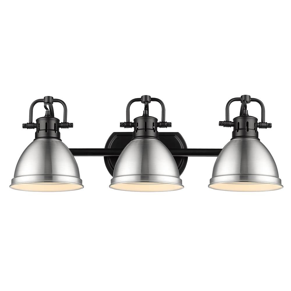 Golden Lighting Duncan Bcb Yep By Golden Lighting Duncan 3-light Vanity In Aged Brass And Pewter Shade