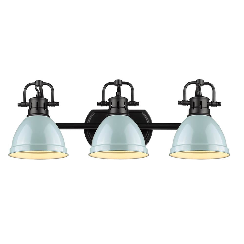Golden Lighting Duncan Bcb Yep By Golden Lighting Duncan 3-light Vanity In Aged Brass And Seafoam Shade