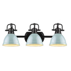 Golden Lighting Duncan Bcb Yep By Golden Lighting Duncan 3-light Vanity In Aged Brass And Seafoam Shade