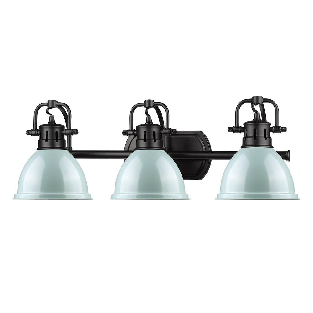 Golden Lighting 3602-BA3 BLK-SF Matte Black Yep By Golden Lighting Duncan 3-light Vanity In Matte Black And Seafoam Shade Image 2