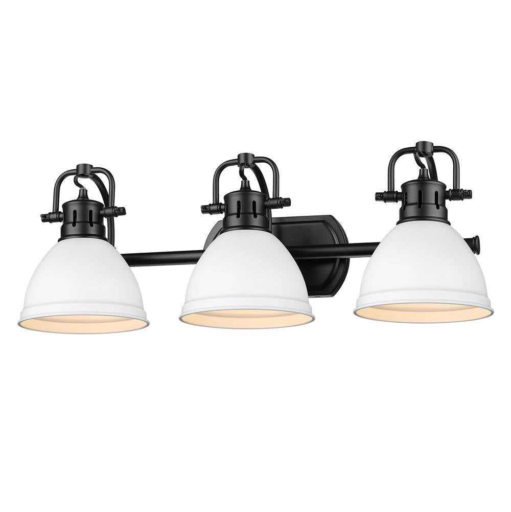 Golden Lighting Duncan Bcb Yep By Golden Lighting Duncan 3-light Vanity In Aged Brass And Matte White Shade