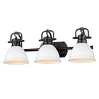 Golden Lighting Duncan Bcb Yep By Golden Lighting Duncan 3-light Vanity In Aged Brass And Matte White Shade
