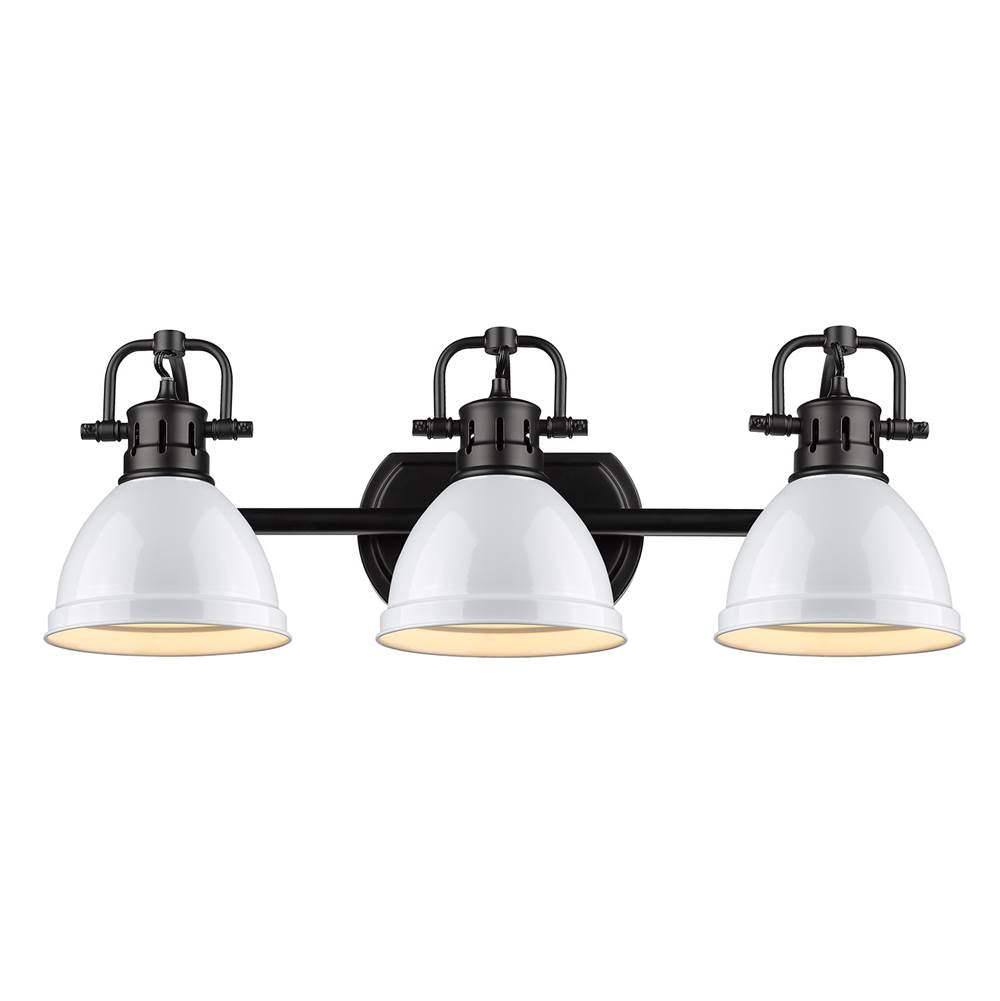 Golden Lighting Duncan Bcb Yep By Golden Lighting Duncan 3-light Vanity In Aged Brass And White Shade