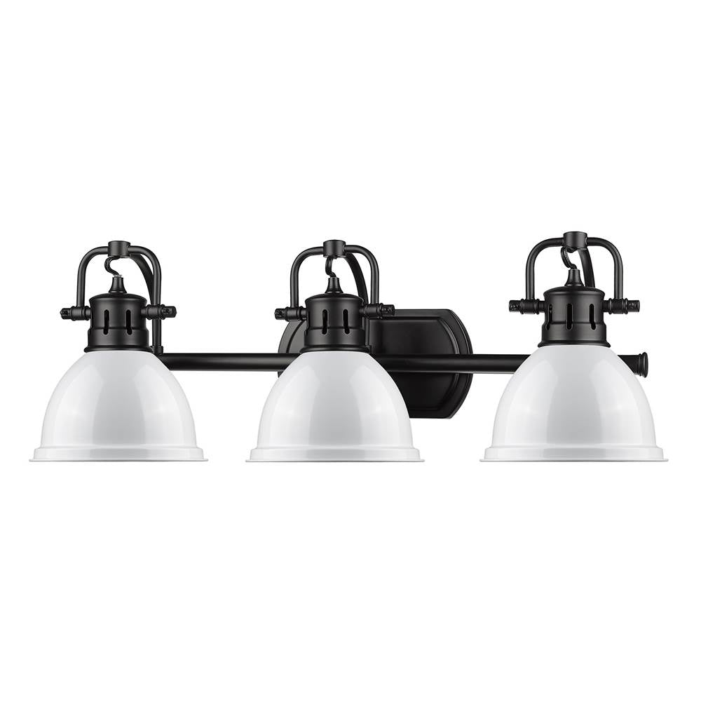 Golden Lighting 3602-BA3 BLK-WH Matte Black Yep By Golden Lighting Duncan 3-light Vanity In Matte Black And White Shade Image 2