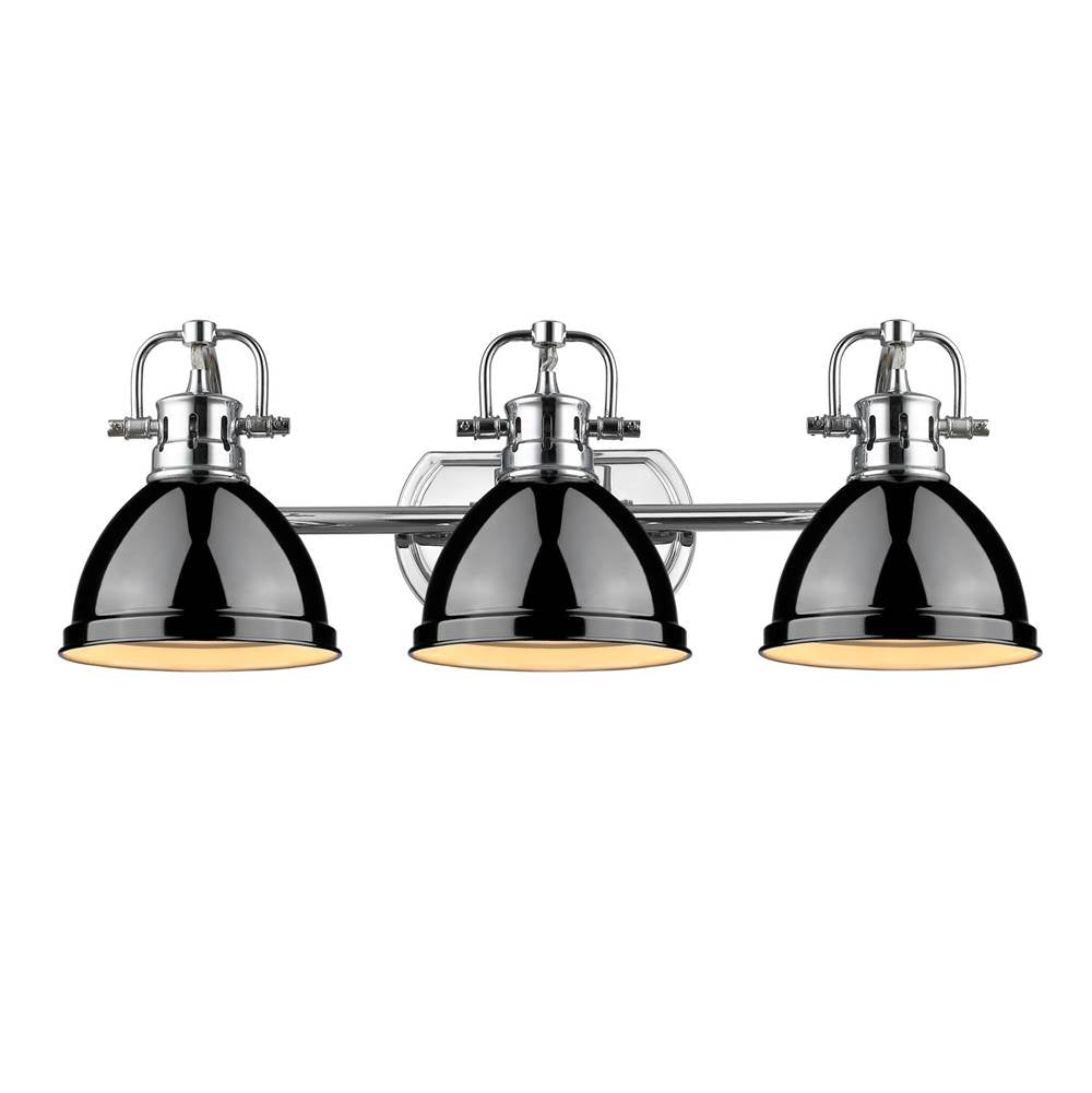 Golden Lighting Duncan Bcb Yep By Golden Lighting Duncan 3-light Vanity In Aged Brass And Black Shade