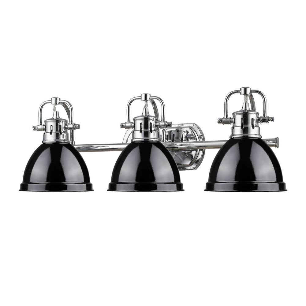 Golden Lighting 3602-BA3 CH-BK Chrome Yep By Golden Lighting Duncan 3-light Vanity In Chrome And Black Shade Image 2