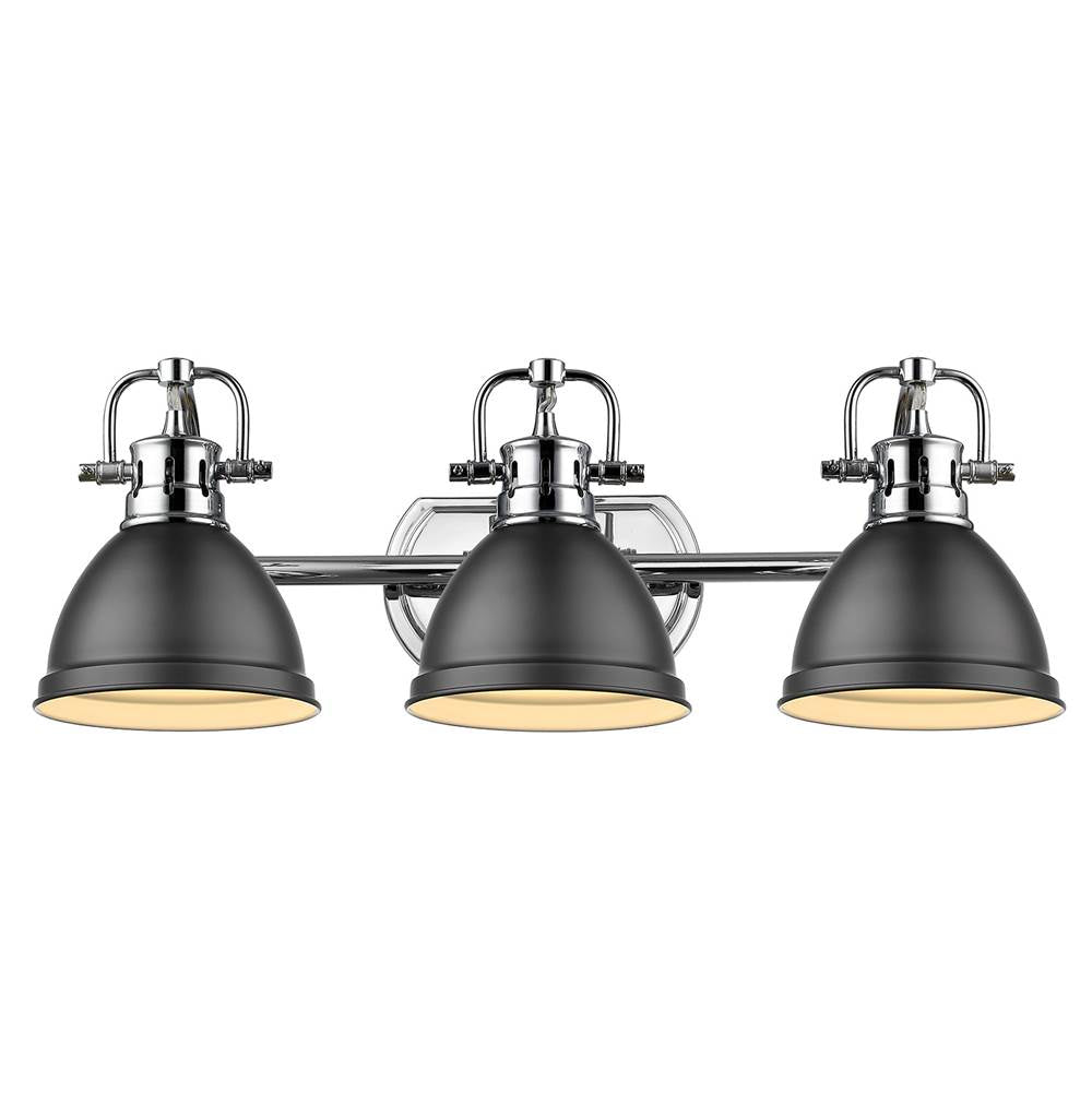 Golden Lighting Duncan Bcb Yep By Golden Lighting Duncan 3-light Vanity In Aged Brass And Matte Black Shade