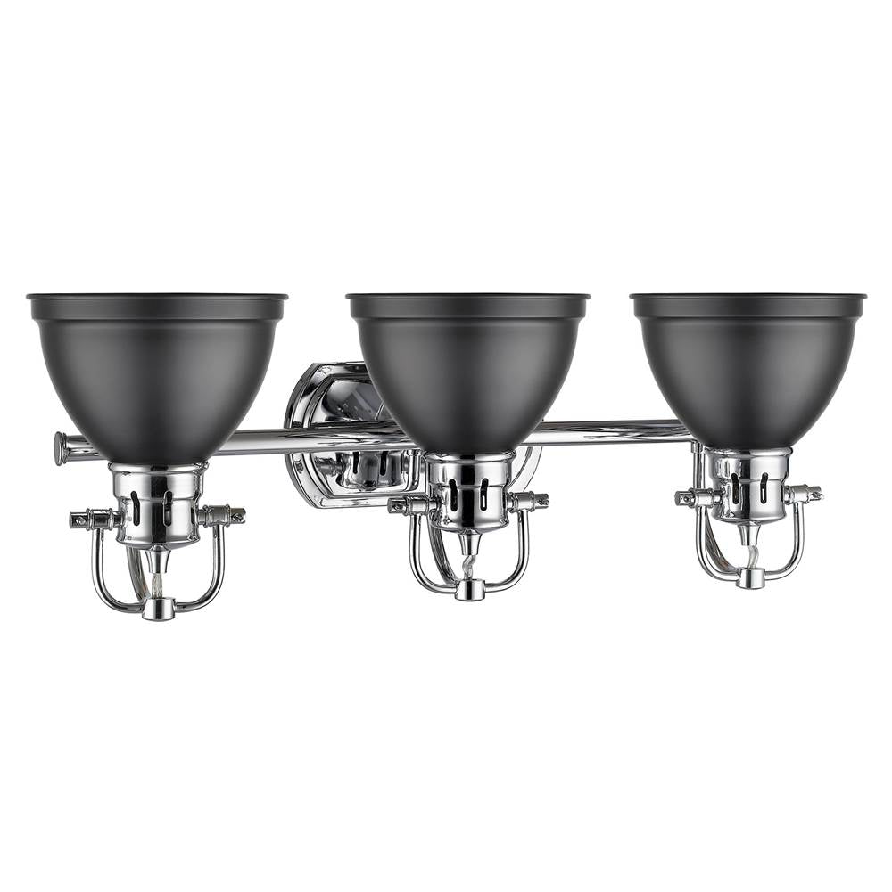 Golden Lighting 3602-BA3 CH-BLK Chrome Yep By Golden Lighting Duncan 3-light Vanity In Chrome And Matte Black Shade Image 2