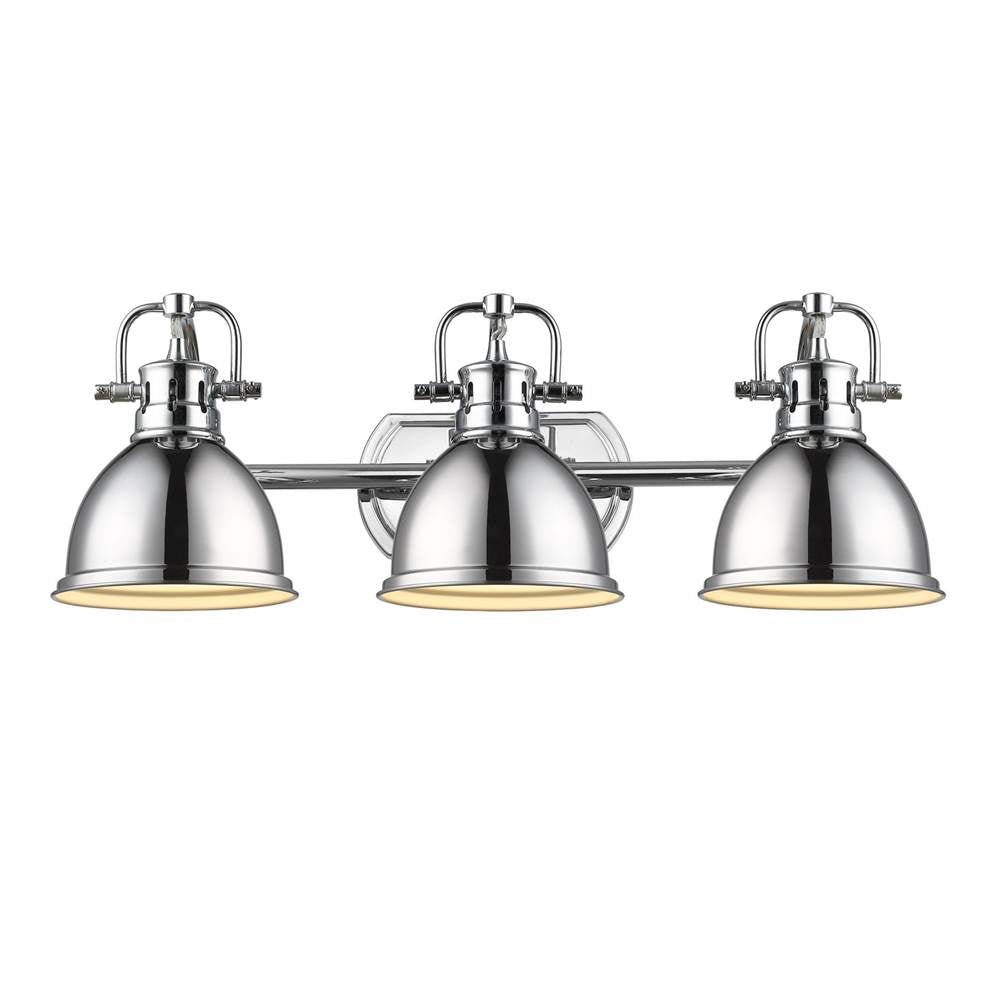 Golden Lighting Duncan Bcb Yep By Golden Lighting Duncan 3-light Vanity In Aged Brass And Chrome Shade