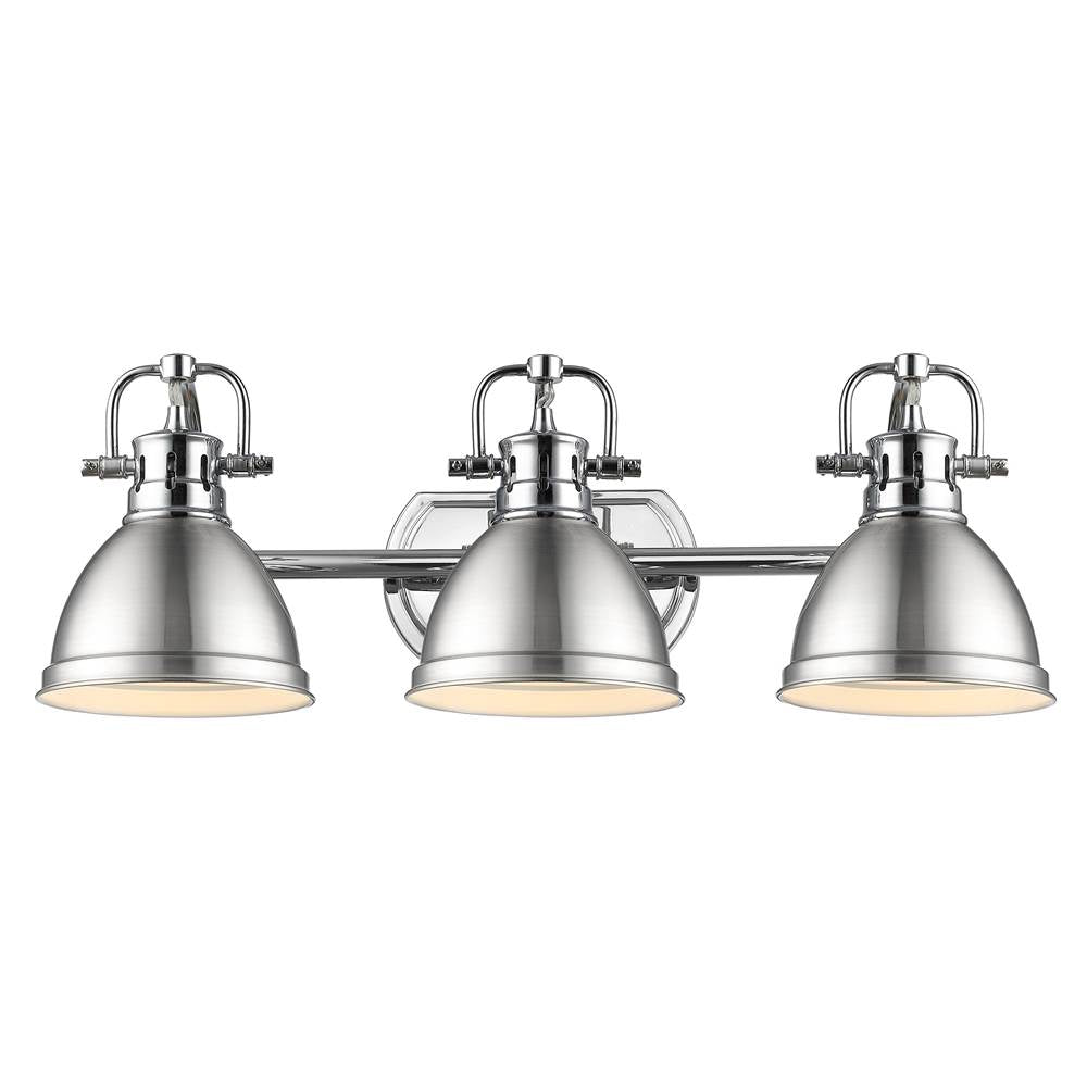 Golden Lighting Duncan Bcb Yep By Golden Lighting Duncan 3-light Vanity In Aged Brass And Pewter Shade