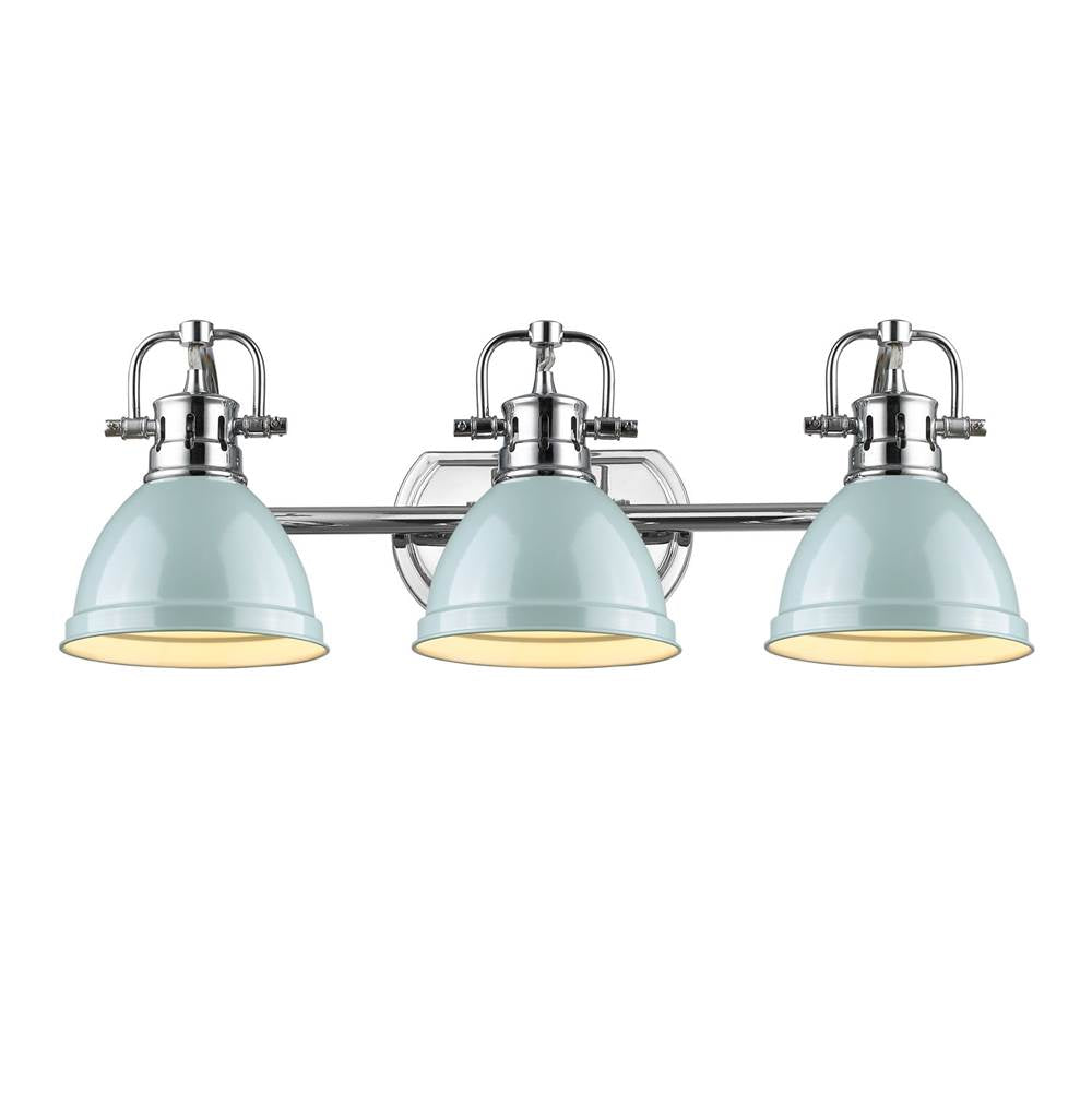 Golden Lighting Duncan Bcb Yep By Golden Lighting Duncan 3-light Vanity In Aged Brass And Seafoam Shade