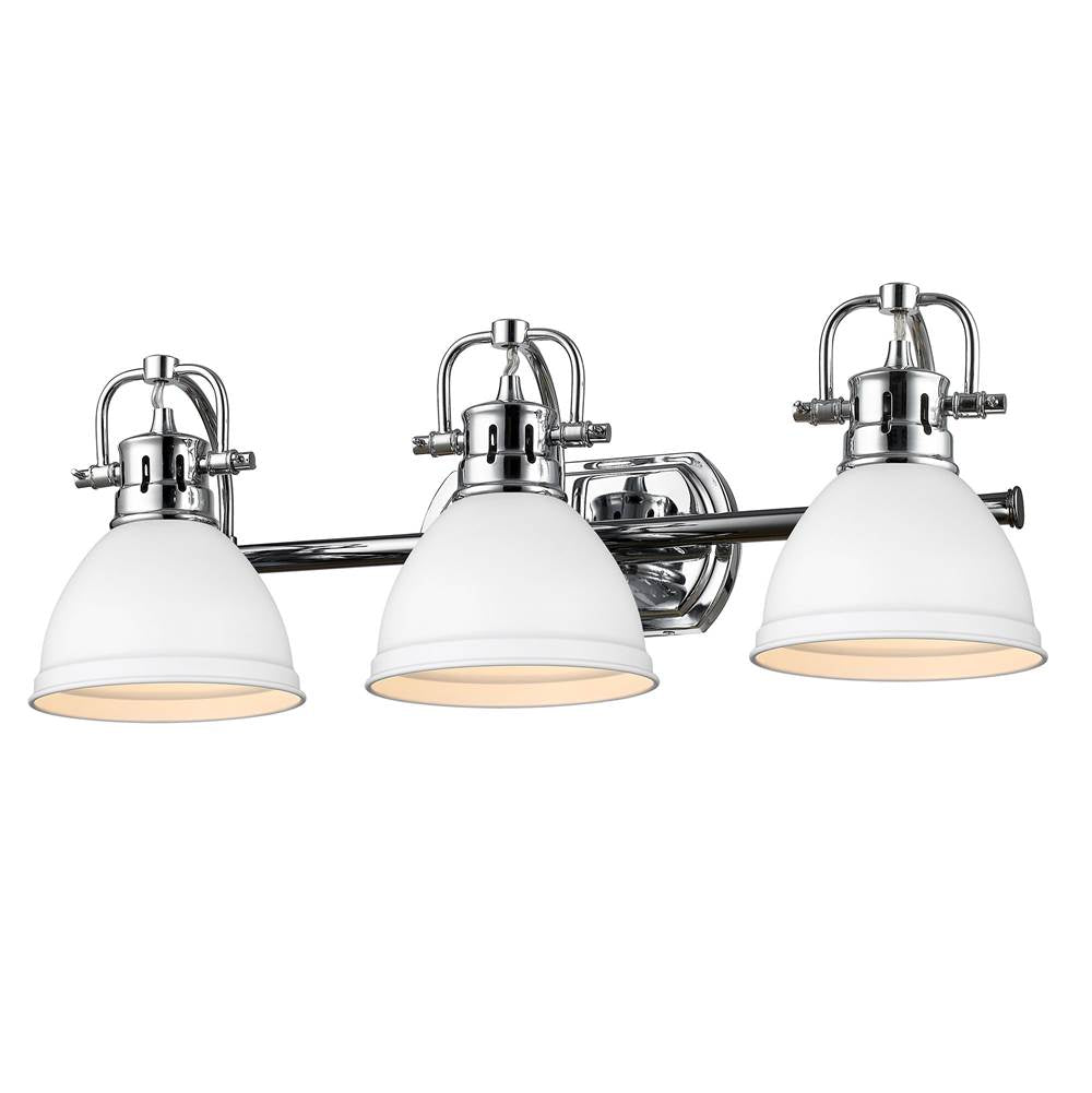 Golden Lighting Duncan Bcb Yep By Golden Lighting Duncan 3-light Vanity In Aged Brass And Matte White Shade
