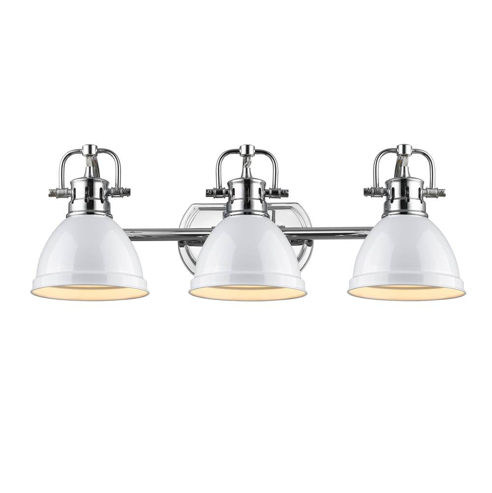 Golden Lighting 3602-BA3 CH-WH Chrome Yep By Golden Lighting Duncan 3-light Vanity In Chrome And White Shade Image 2