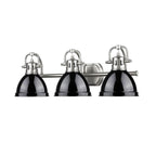 Golden Lighting Duncan Bcb Yep By Golden Lighting Duncan 3-light Vanity In Aged Brass And Black Shade