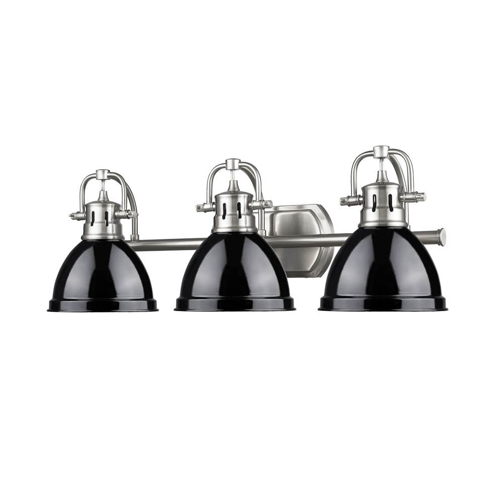 Golden Lighting Duncan Bcb Yep By Golden Lighting Duncan 3-light Vanity In Aged Brass And Black Shade
