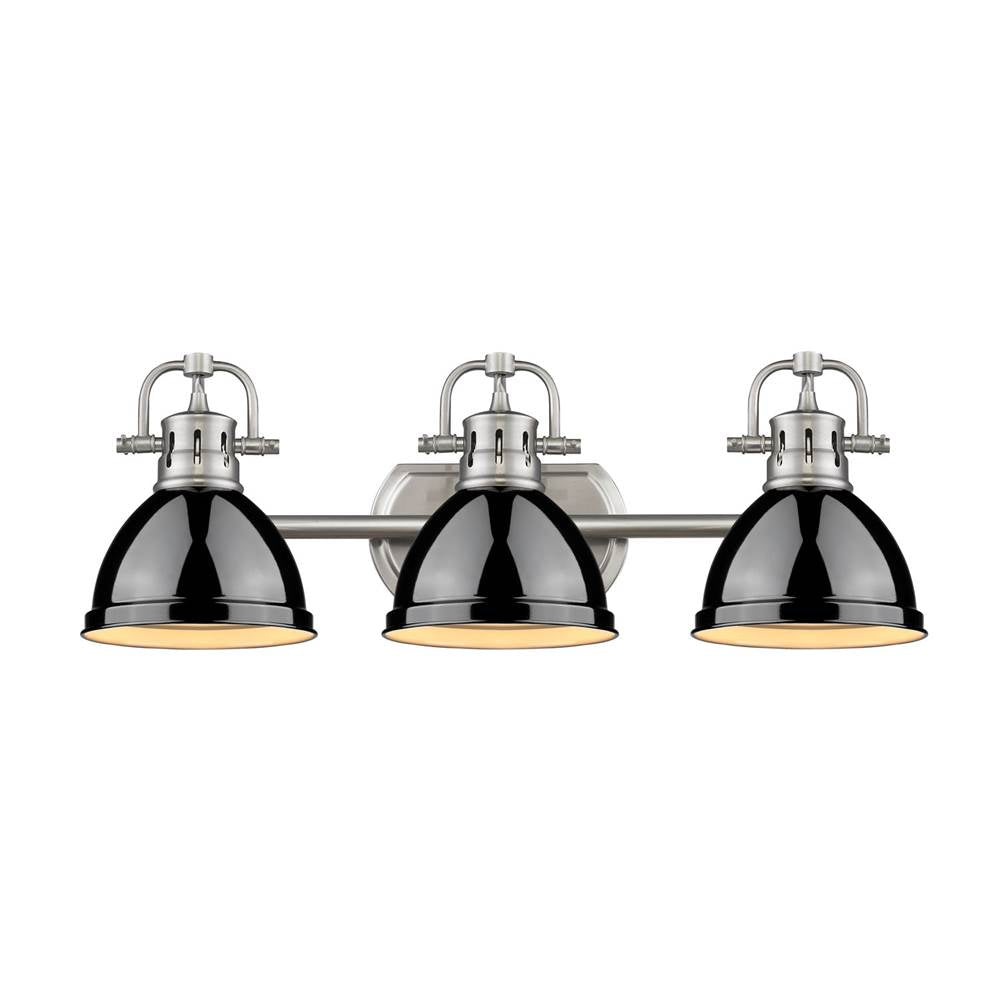 Golden Lighting 3602-BA3 PW-BK Pewter Yep By Golden Lighting Duncan 3-light Vanity In Pewter And Black Shade Image 2