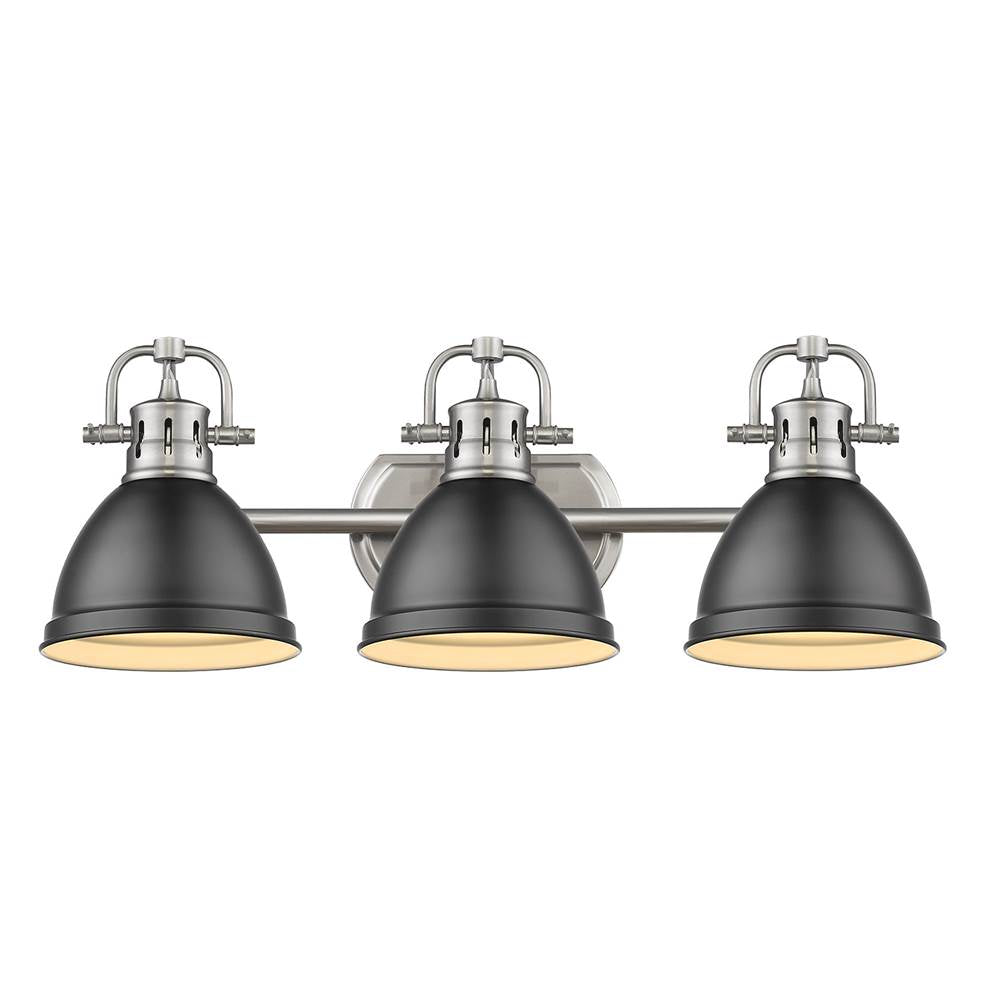 Golden Lighting Duncan Bcb Yep By Golden Lighting Duncan 3-light Vanity In Aged Brass And Matte Black Shade