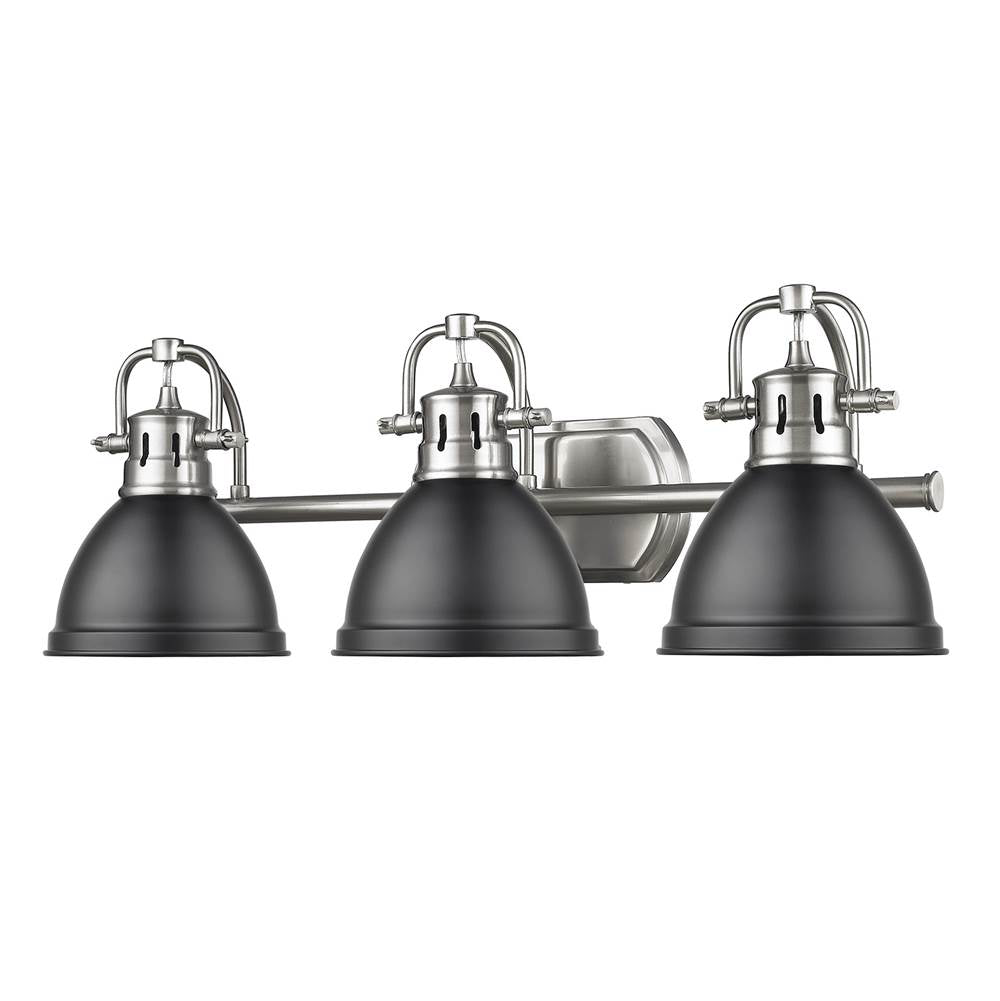 Golden Lighting 3602-BA3 PW-BLK Pewter Yep By Golden Lighting Duncan 3-light Vanity In Pewter And Matte Black Shade Image 2