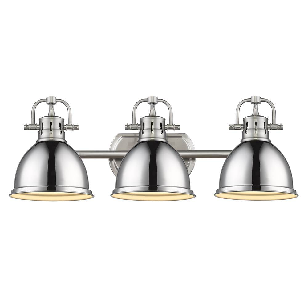 Golden Lighting Duncan Bcb Yep By Golden Lighting Duncan 3-light Vanity In Aged Brass And Chrome Shade