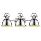 Golden Lighting Duncan Bcb Yep By Golden Lighting Duncan 3-light Vanity In Aged Brass And Chrome Shade