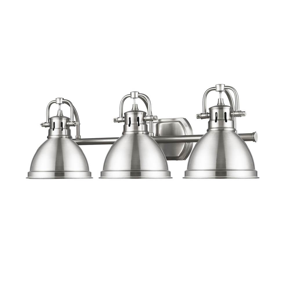 Golden Lighting Duncan Bcb Yep By Golden Lighting Duncan 3-light Vanity In Aged Brass And Pewter Shade