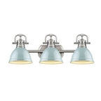 Golden Lighting Duncan Bcb Yep By Golden Lighting Duncan 3-light Vanity In Aged Brass And Seafoam Shade