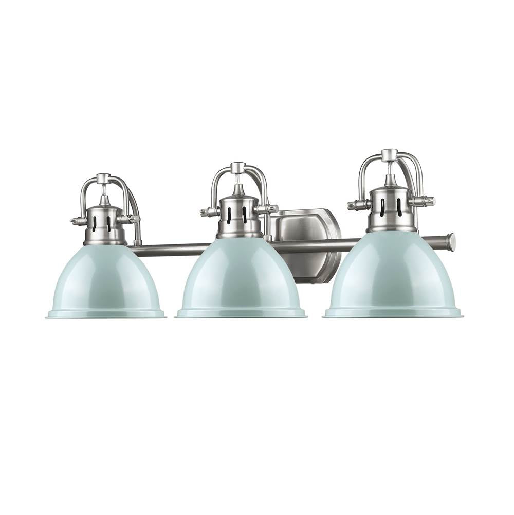 Golden Lighting 3602-BA3 PW-SF Pewter Yep By Golden Lighting Duncan 3-light Vanity In Pewter And Seafoam Shade Image 2