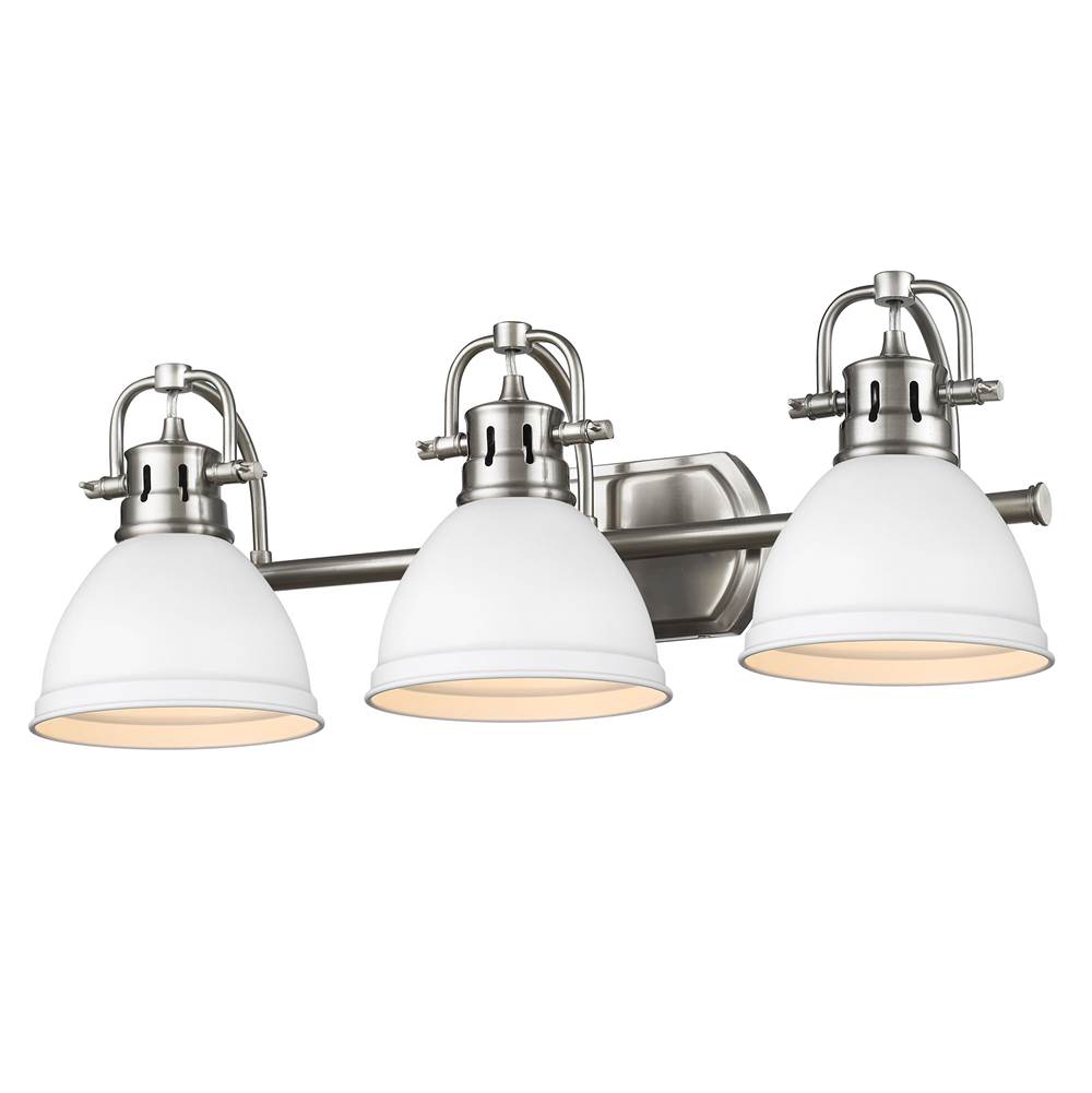 Golden Lighting Duncan Bcb Yep By Golden Lighting Duncan 3-light Vanity In Aged Brass And Matte White Shade