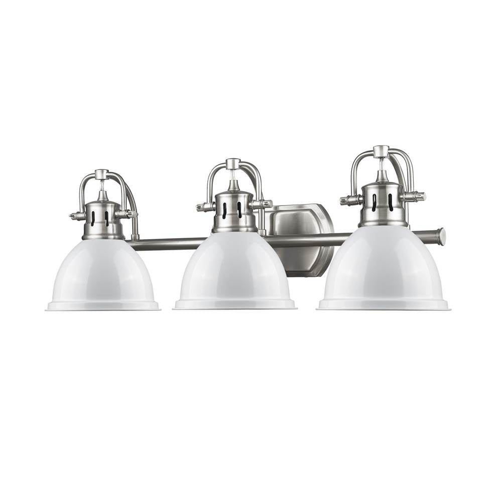 Golden Lighting 3602-BA3 PW-WH Pewter Yep By Golden Lighting Duncan 3-light Vanity In Pewter And White Shade Image 2