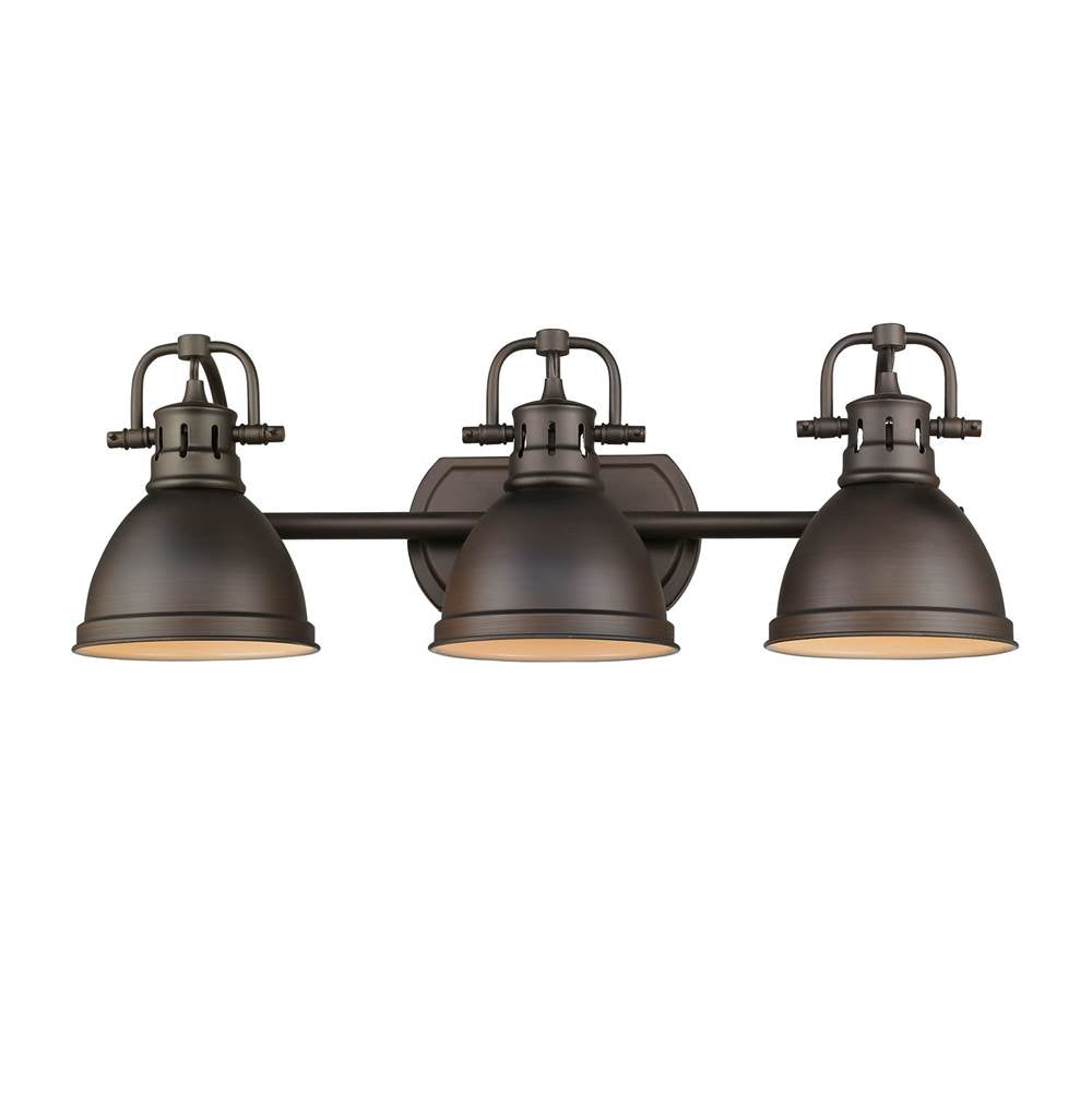 Golden Lighting 3602-BA3 RBZ-RBZ Rubbed Bronze Yep By Golden Lighting Duncan 3-light Vanity In Rubbed Bronze And Rubbed Bronze Shade Image 3