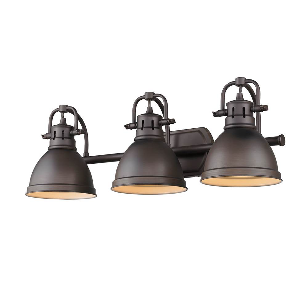 Golden Lighting 3602-BA3 RBZ-RBZ Rubbed Bronze Yep By Golden Lighting Duncan 3-light Vanity In Rubbed Bronze And Rubbed Bronze Shade Image 2