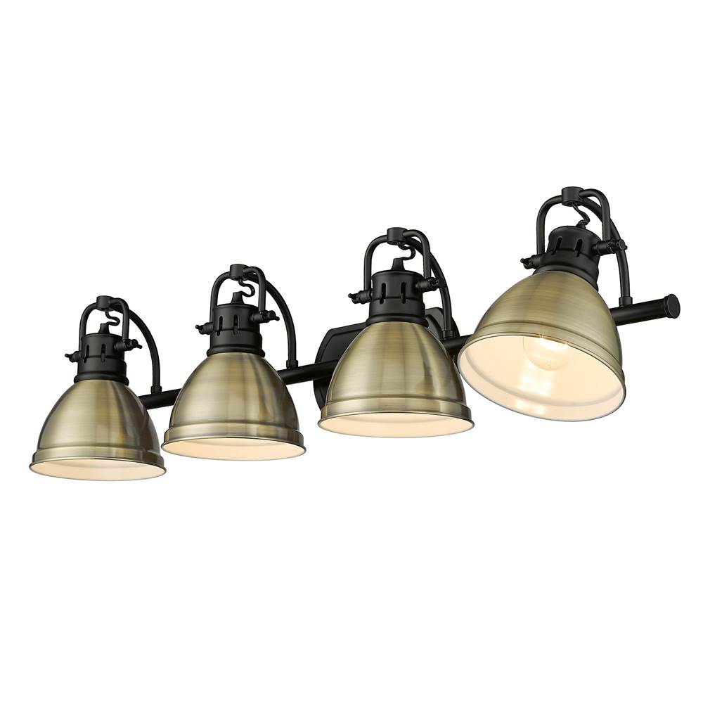 Golden Lighting 3602-BA4 BLK-AB Matte Black Yep By Golden Lighting Duncan 4-light Vanity In Matte Black And Aged Brass Shade Image 3