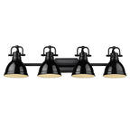 Golden Lighting Duncan Yep By Golden Lighting Duncan 4-light Vanity In Aged Brass And Black Shade