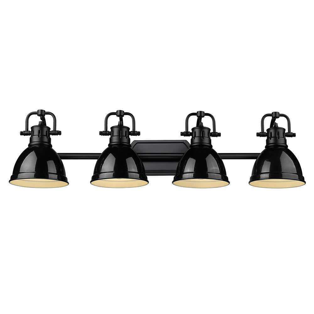 Golden Lighting Duncan Yep By Golden Lighting Duncan 4-light Vanity In Aged Brass And Black Shade