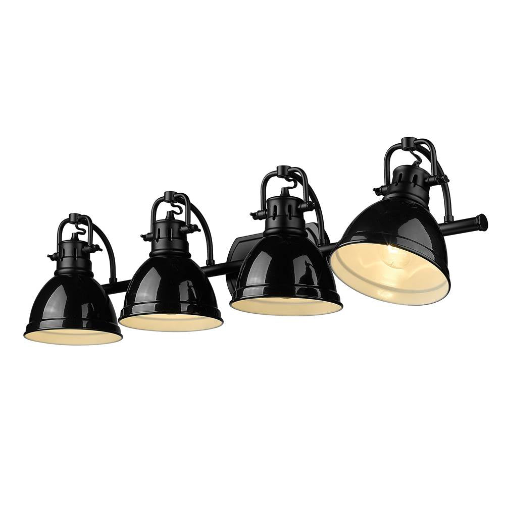 Golden Lighting 3602-BA4 BLK-BK Matte Black Yep By Golden Lighting Duncan 4-light Vanity In Matte Black And Black Shade Image 3