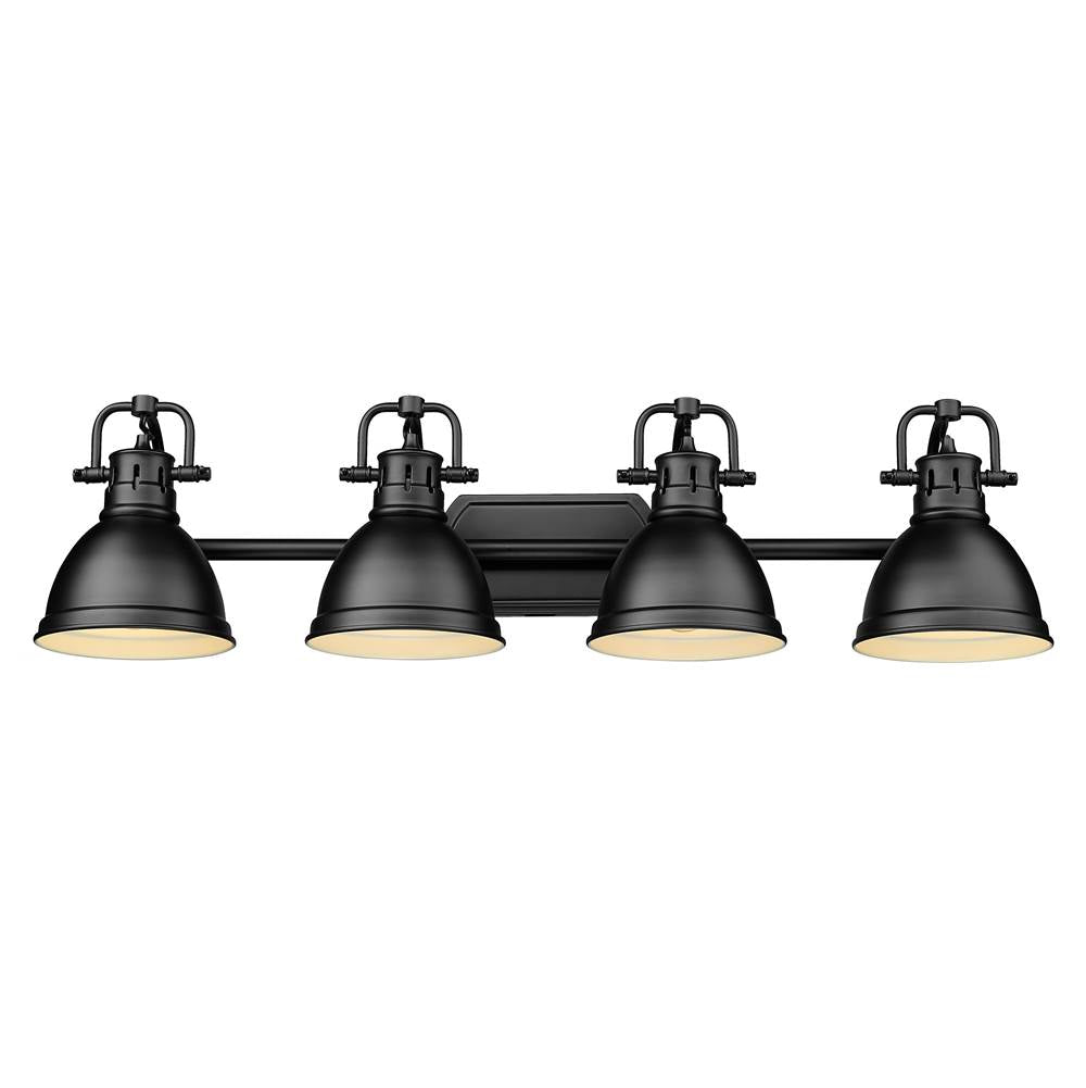 Golden Lighting Duncan Yep By Golden Lighting Duncan 4-light Vanity In Aged Brass And Matte Black Shade